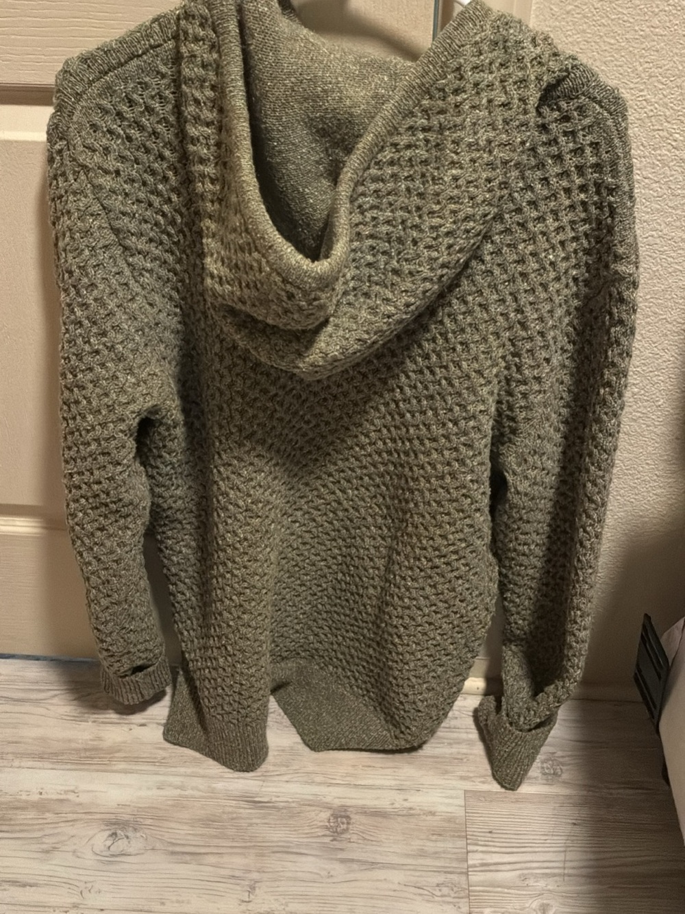 Olive Waffle-Knit Henley Sweater for Men - Picture 3 of 3